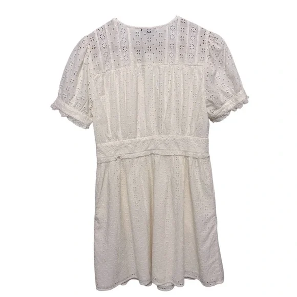 NWT J. Crew Eyelet Button Front Mini Dress Ivory Sz 8 -  threedaughtersproperties.com